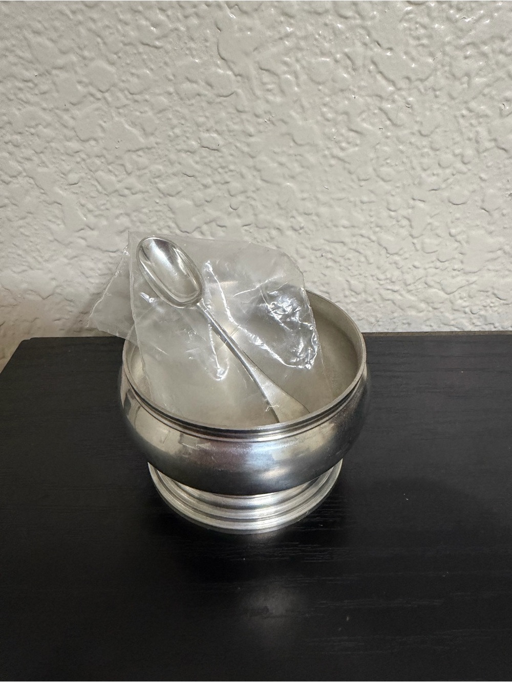 Vintage Stieff Peweter Williamsburg Restoration Salt Cellar Bowl & Spoon
